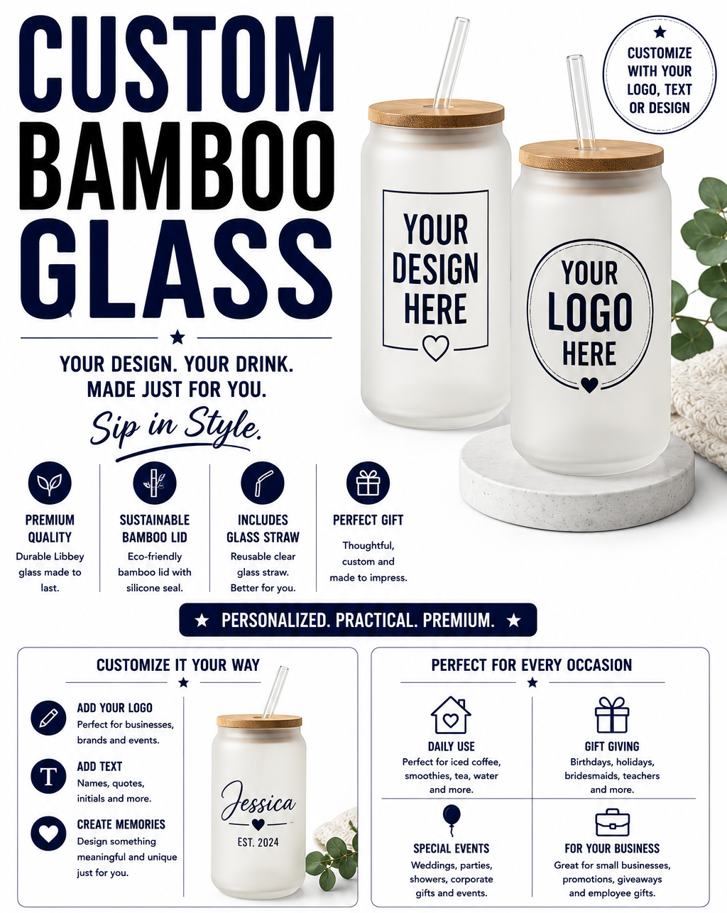 Glass Bamboo Tumbler