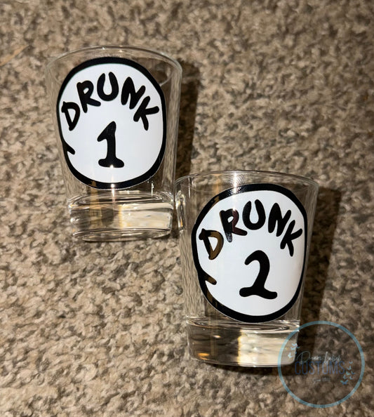 Drunk 1 & 2 Shot Glasses