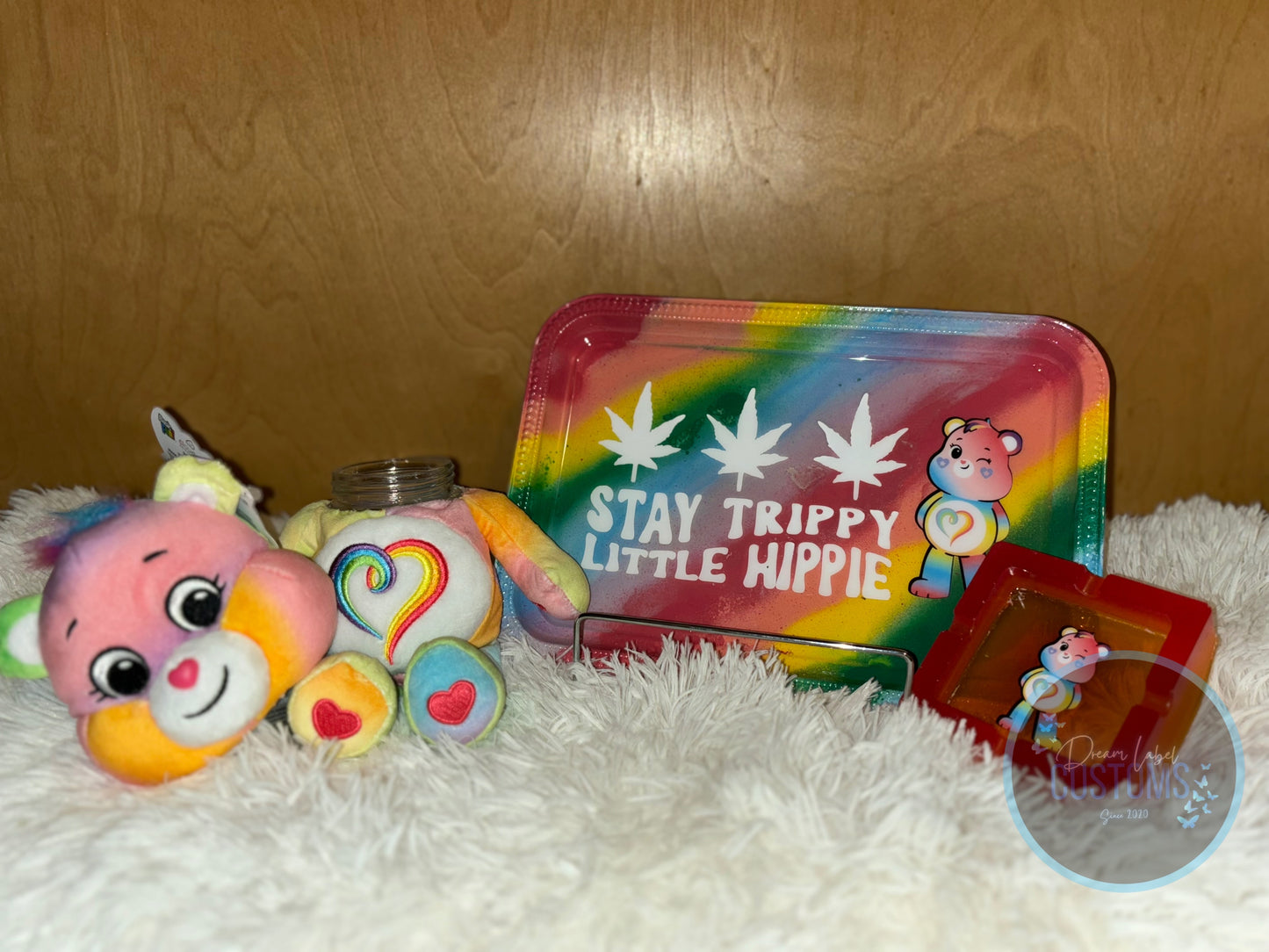 9in Carebear Stash Jar w Tray Sets