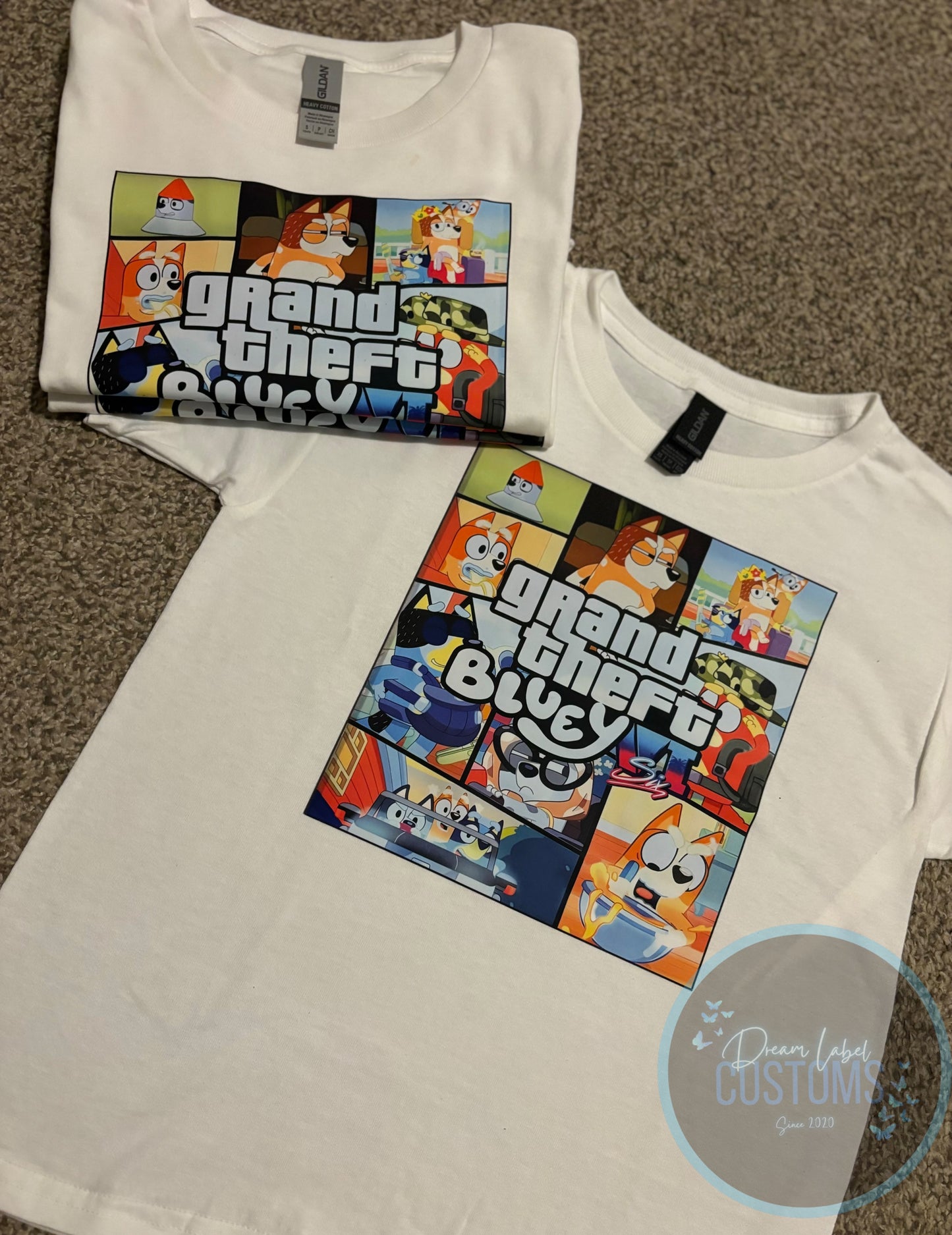 Unisex “Grand Theft Bluey” Kids T-Shirt