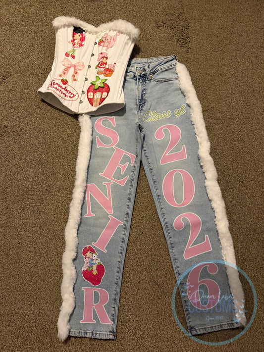 Custom Senior Grad Fur Jeans + Corset (Any Theme)