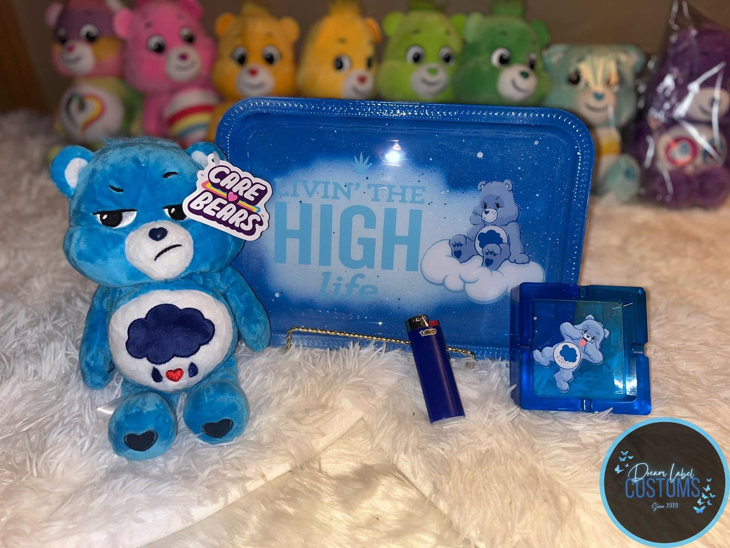 9in Carebear Stash Jar w Tray Sets