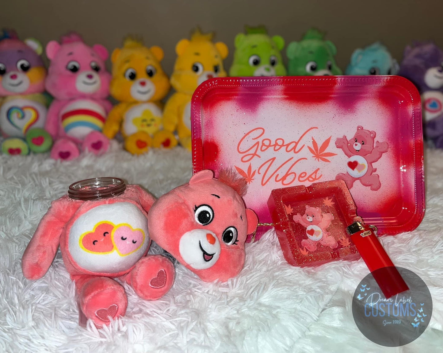 9in Carebear Stash Jar w Tray Sets