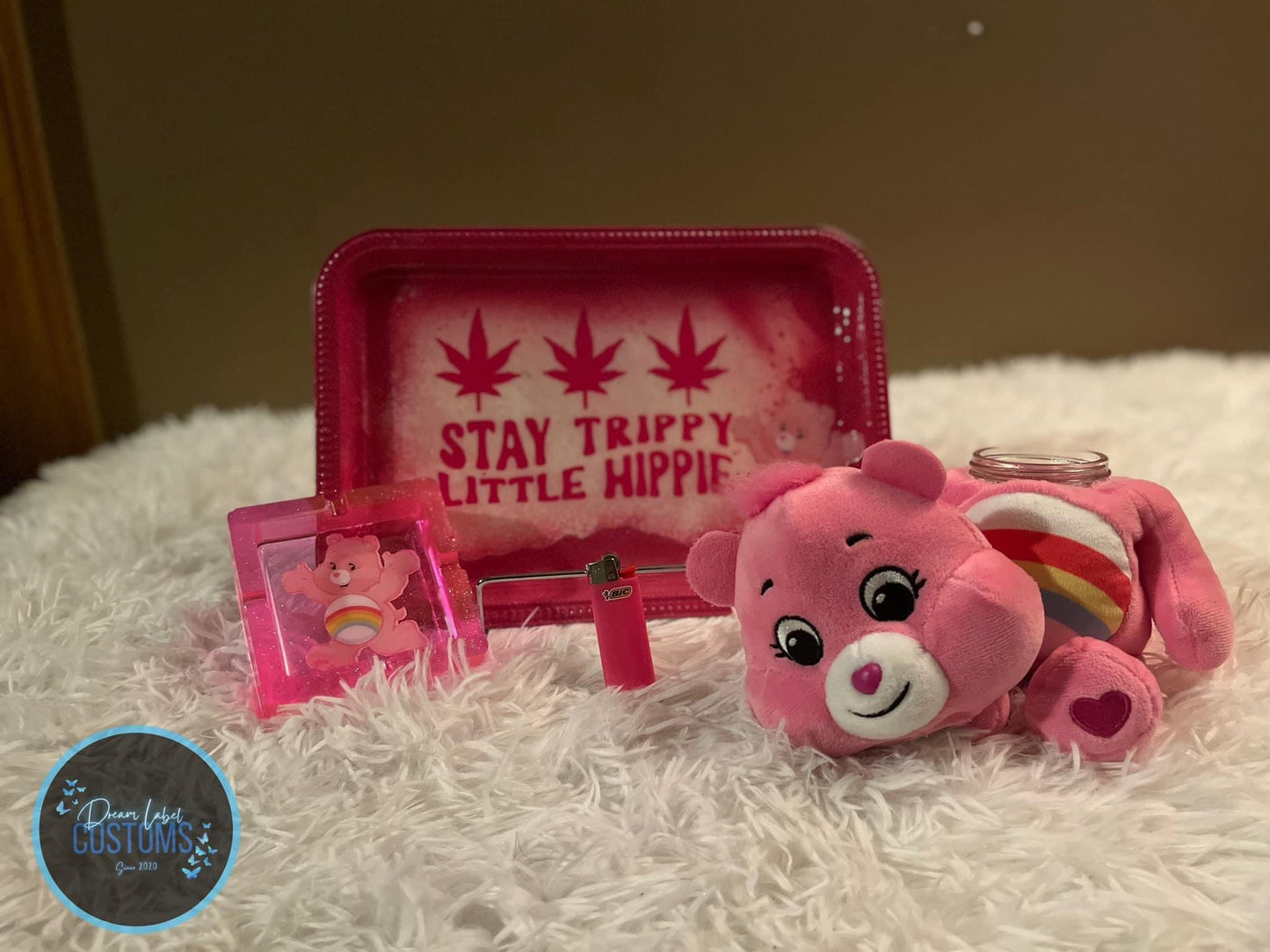 9in Carebear Stash Jar w Tray Sets